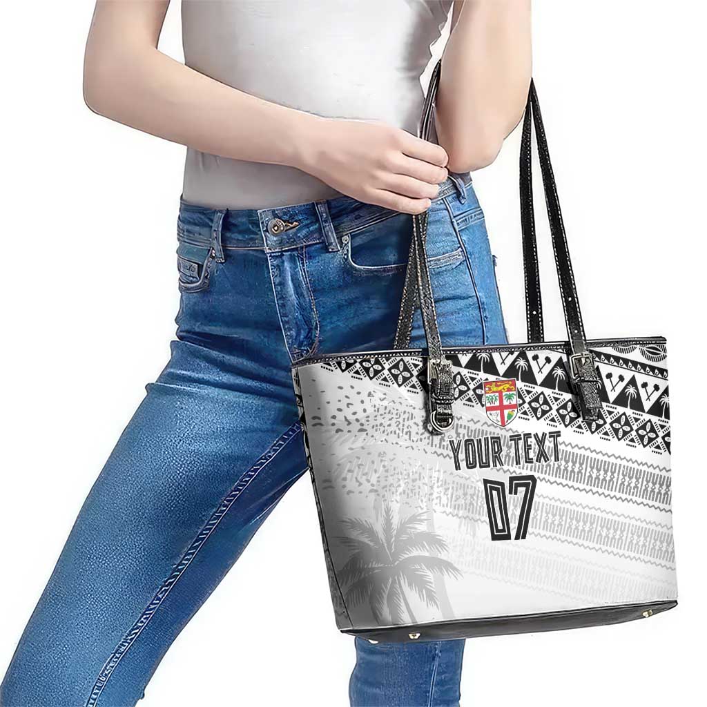 Fiji Rugby Custom Kaiviti Masi Leather Tote Bag Black - Aussie Hoodie