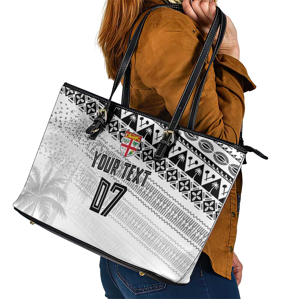 Fiji Rugby Custom Kaiviti Masi Leather Tote Bag Black - Aussie Hoodie