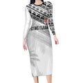 Fiji Rugby Custom Kaiviti Masi Long Sleeve Bodycon Dress Black - Aussie Hoodie