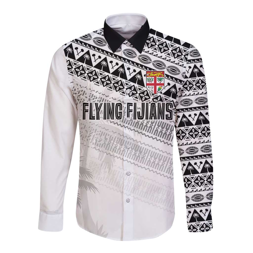 Fiji Rugby Custom Kaiviti Masi Long Sleeve Button Shirt Black - Aussie Hoodie