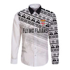 Fiji Rugby Custom Kaiviti Masi Long Sleeve Button Shirt Black - Aussie Hoodie