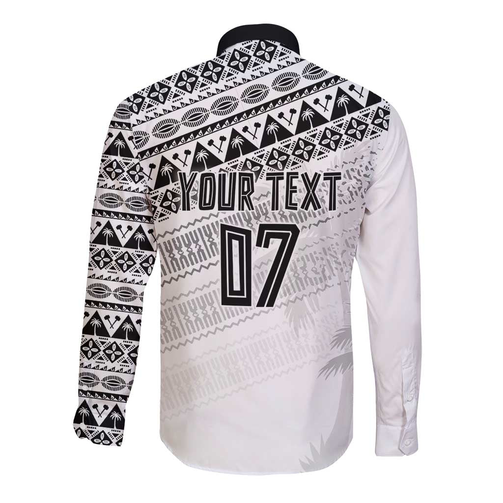 Fiji Rugby Custom Kaiviti Masi Long Sleeve Button Shirt Black - Aussie Hoodie