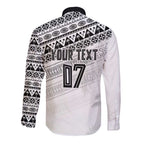 Fiji Rugby Custom Kaiviti Masi Long Sleeve Button Shirt Black - Aussie Hoodie