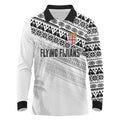 Fiji Rugby Custom Kaiviti Masi Long Sleeve Polo Shirt Black - Aussie Hoodie