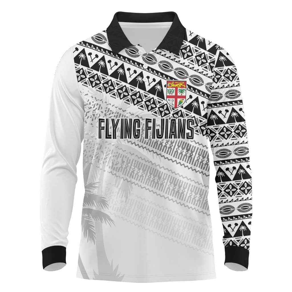 Fiji Rugby Custom Kaiviti Masi Long Sleeve Polo Shirt Black - Aussie Hoodie