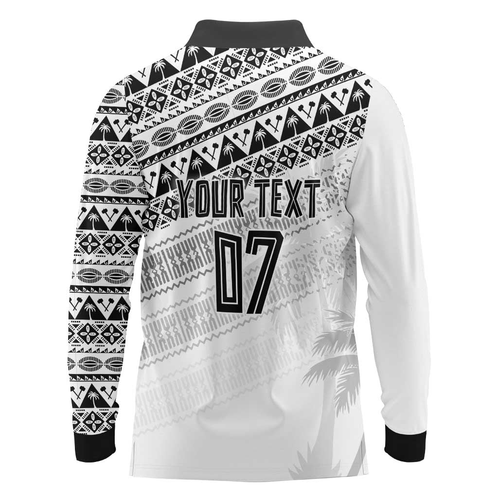 Fiji Rugby Custom Kaiviti Masi Long Sleeve Polo Shirt Black - Aussie Hoodie