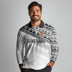 Fiji Rugby Custom Kaiviti Masi Long Sleeve Polo Shirt Black - Aussie Hoodie