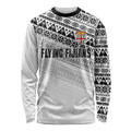 Fiji Rugby Custom Kaiviti Masi Long Sleeve Shirt Black - Aussie Hoodie