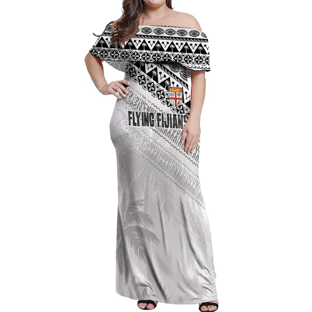 Fiji Rugby Custom Kaiviti Masi Off Shoulder Maxi Dress Black - Aussie Hoodie