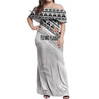 Fiji Rugby Custom Kaiviti Masi Off Shoulder Maxi Dress Black - Aussie Hoodie