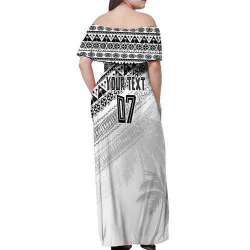 Fiji Rugby Custom Kaiviti Masi Off Shoulder Maxi Dress Black - Aussie Hoodie