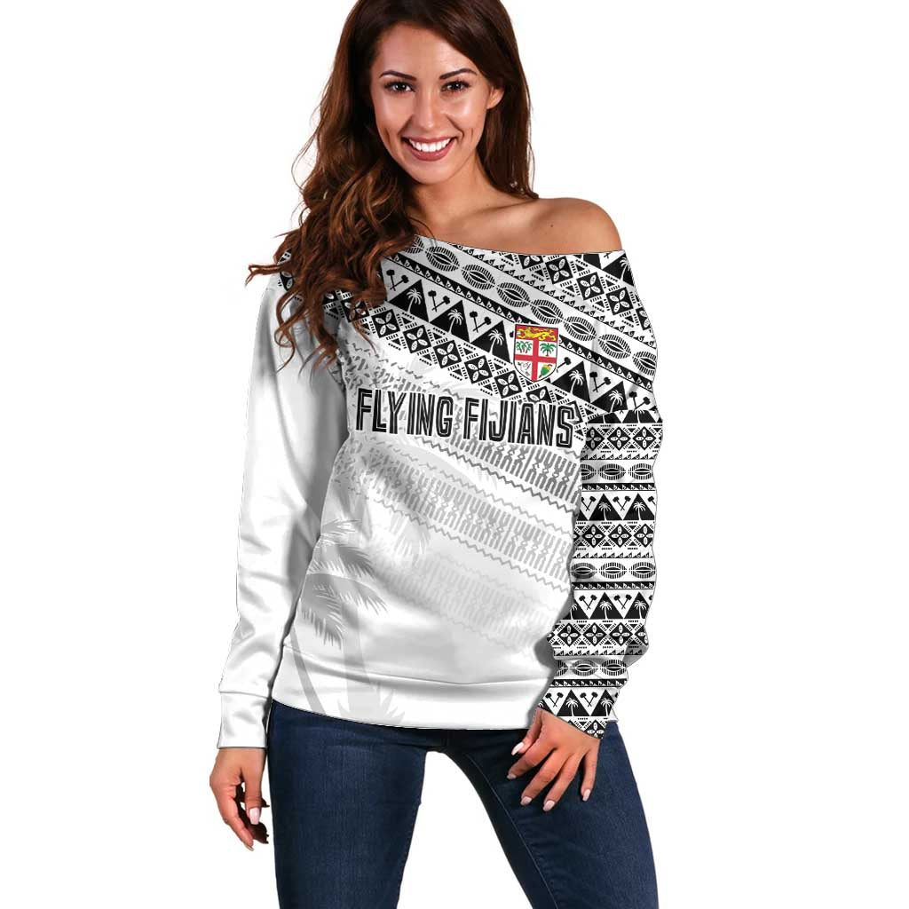 Fiji Rugby Custom Kaiviti Masi Off Shoulder Sweater Black - Aussie Hoodie