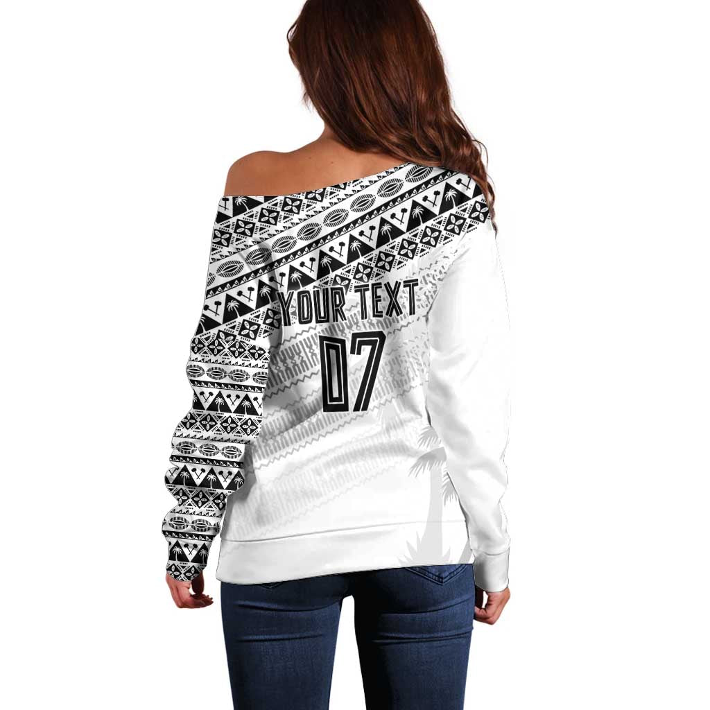 Fiji Rugby Custom Kaiviti Masi Off Shoulder Sweater Black - Aussie Hoodie