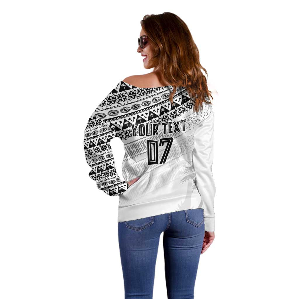 Fiji Rugby Custom Kaiviti Masi Off Shoulder Sweater Black - Aussie Hoodie
