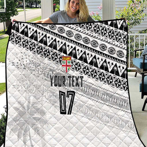 Fiji Rugby Custom Kaiviti Masi Quilt Black - Aussie Hoodie