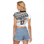 Fiji Rugby Custom Kaiviti Masi Raglan Cropped T Shirt Black - Aussie Hoodie