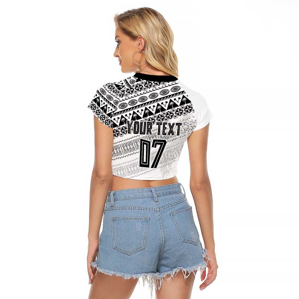 Fiji Rugby Custom Kaiviti Masi Raglan Cropped T Shirt Black - Aussie Hoodie