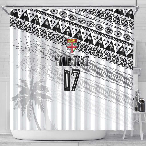 Fiji Rugby Custom Kaiviti Masi Shower Curtain Black - Aussie Hoodie
