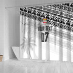 Fiji Rugby Custom Kaiviti Masi Shower Curtain Black - Aussie Hoodie
