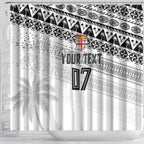 Fiji Rugby Custom Kaiviti Masi Shower Curtain Black - Aussie Hoodie