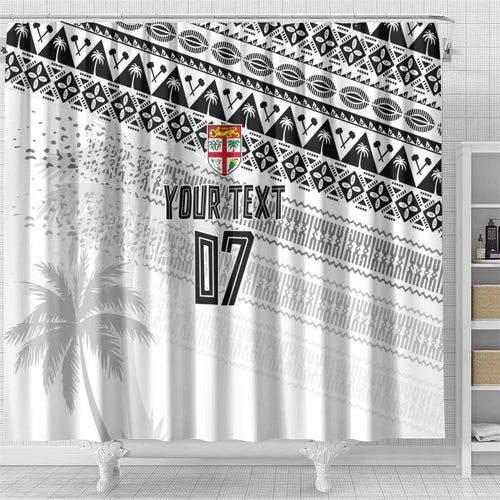 Fiji Rugby Custom Kaiviti Masi Shower Curtain Black - Aussie Hoodie