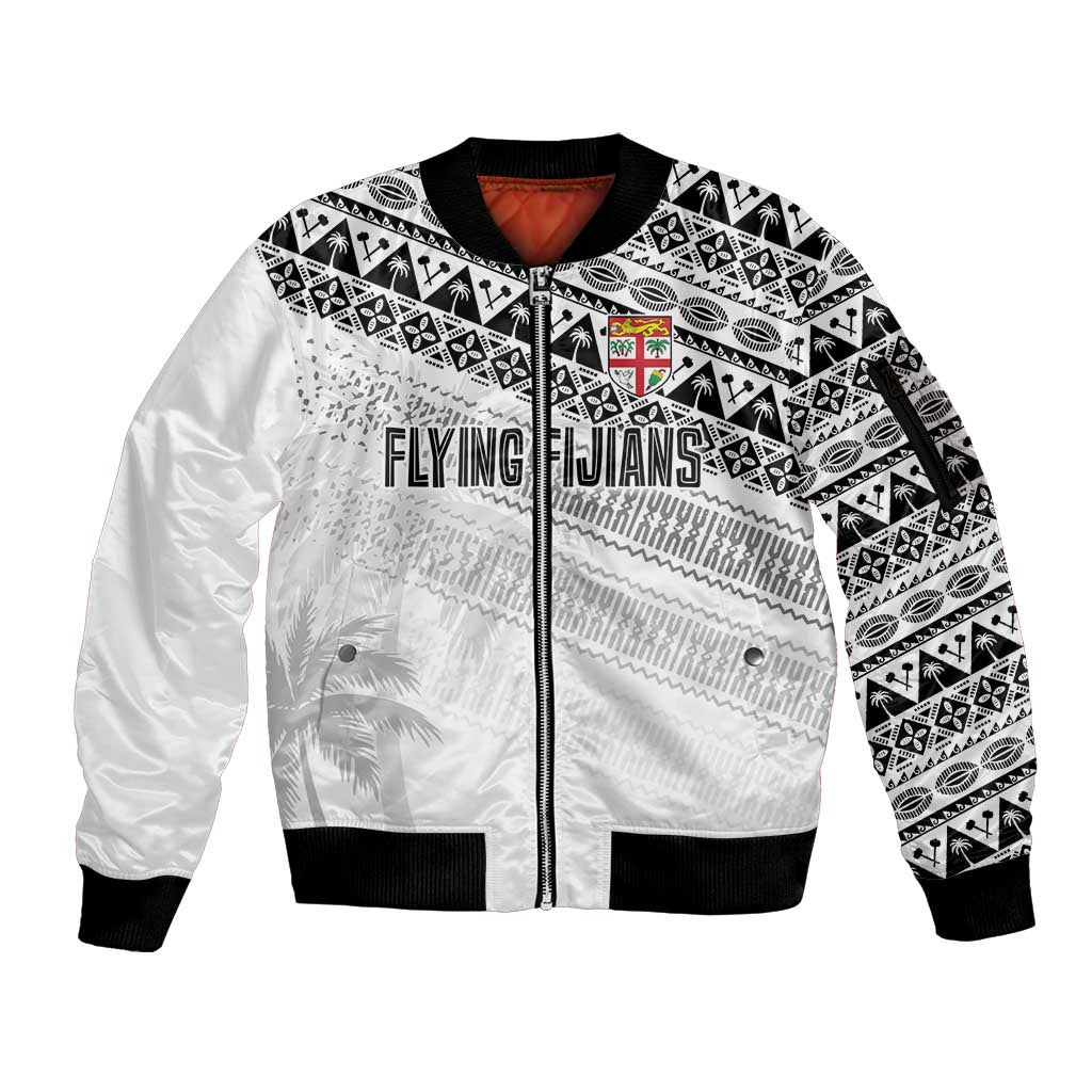 Fiji Rugby Custom Kaiviti Masi Sleeve Zip Bomber Jacket Black - Aussie Hoodie