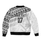 Fiji Rugby Custom Kaiviti Masi Sleeve Zip Bomber Jacket Black - Aussie Hoodie