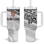 Fiji Rugby Custom Kaiviti Masi Tumbler With Handle Black - Aussie Hoodie