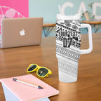 Fiji Rugby Custom Kaiviti Masi Tumbler With Handle Black - Aussie Hoodie