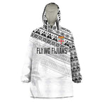 Fiji Rugby Custom Kaiviti Masi Wearable Blanket Hoodie Black - Aussie Hoodie