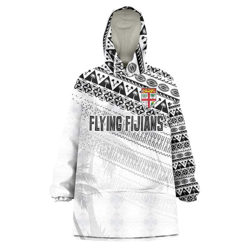 Fiji Rugby Custom Kaiviti Masi Wearable Blanket Hoodie Black - Aussie Hoodie