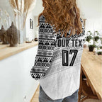 Fiji Rugby Custom Kaiviti Masi Women Casual Shirt Black - Aussie Hoodie