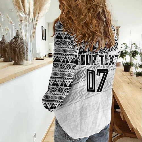 Fiji Rugby Custom Kaiviti Masi Women Casual Shirt Black - Aussie Hoodie
