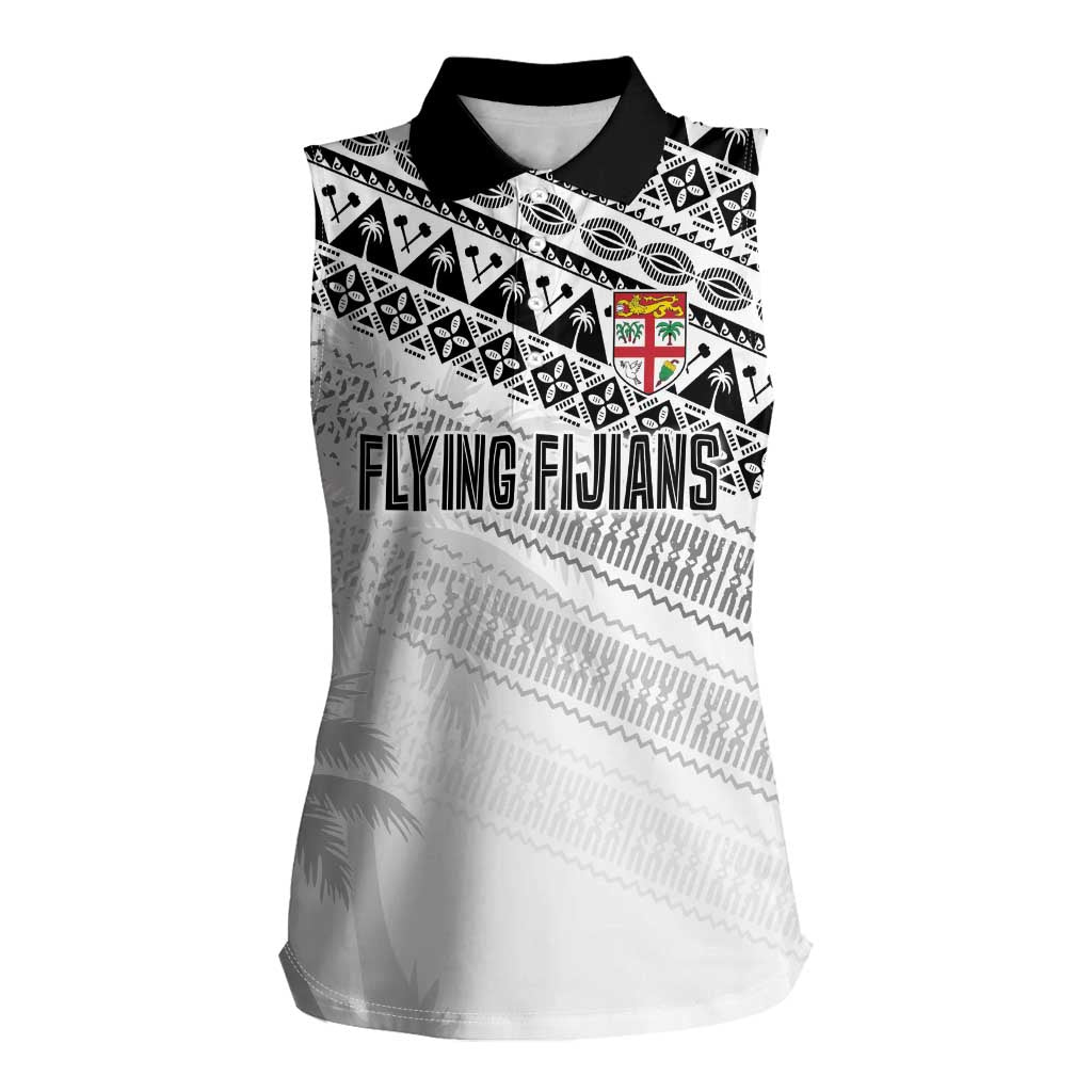 Fiji Rugby Custom Kaiviti Masi Women Sleeveless Polo Shirt Black - Aussie Hoodie