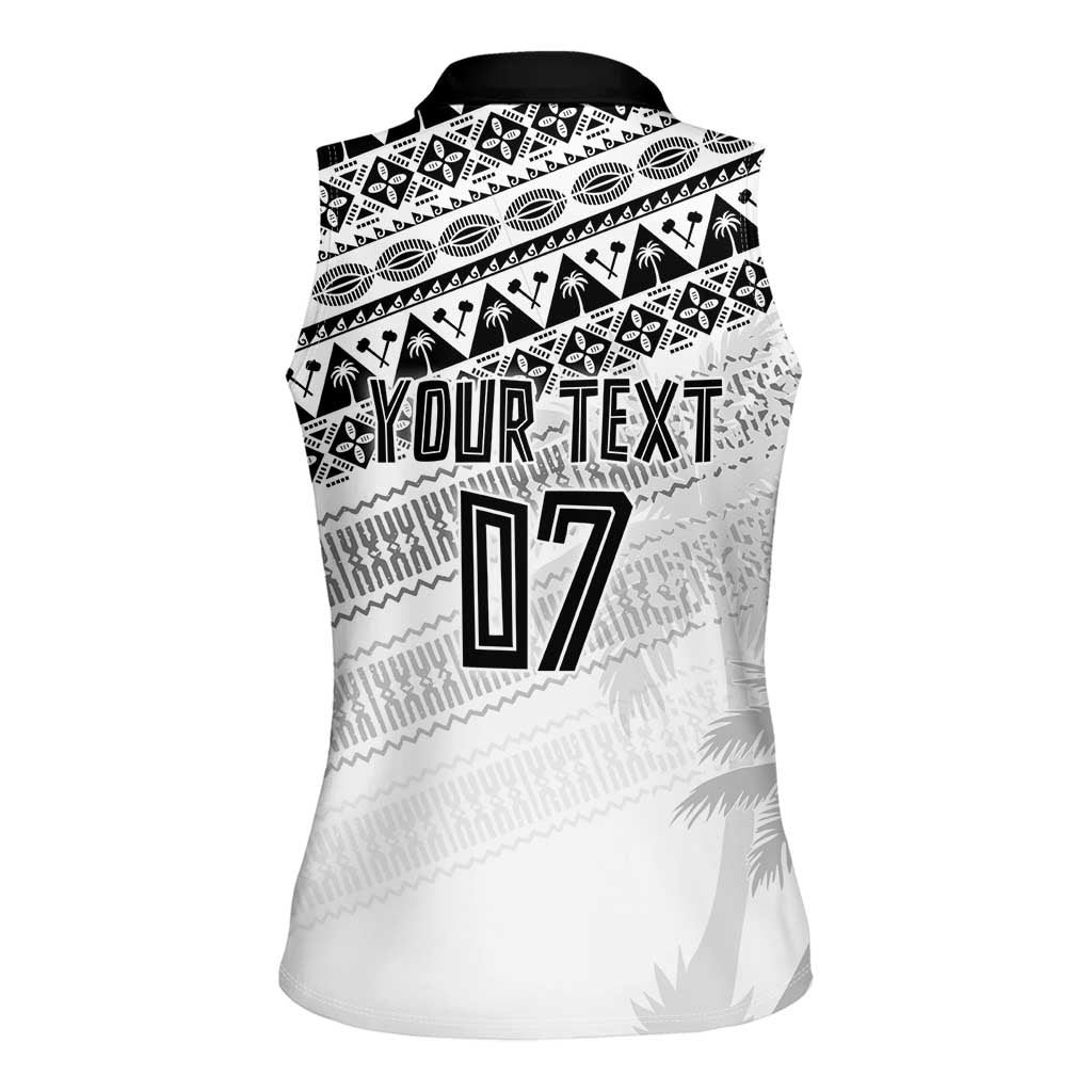 Fiji Rugby Custom Kaiviti Masi Women Sleeveless Polo Shirt Black - Aussie Hoodie