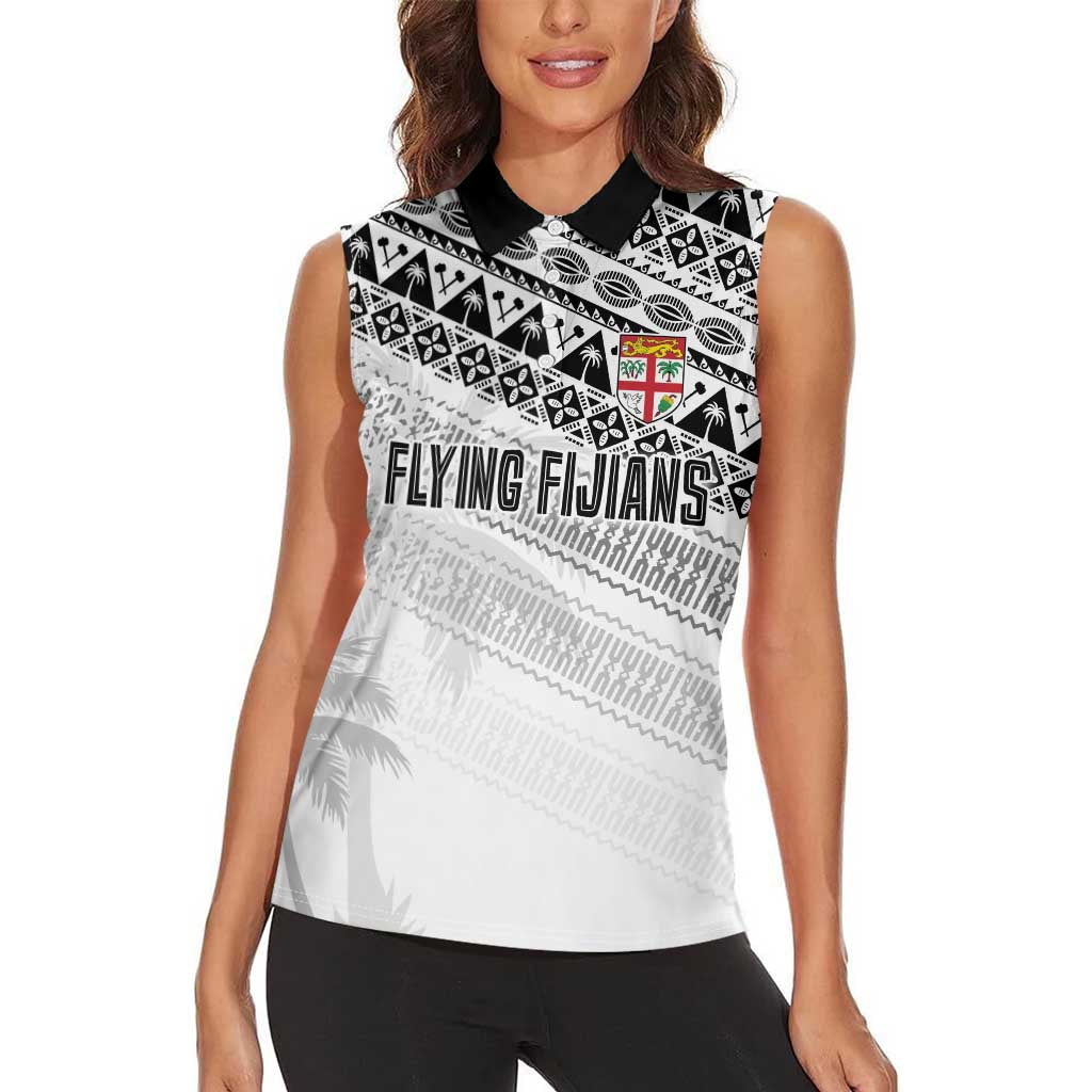 Fiji Rugby Custom Kaiviti Masi Women Sleeveless Polo Shirt Black - Aussie Hoodie
