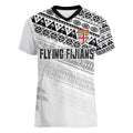Fiji Rugby Custom Kaiviti Masi Women V-Neck T-Shirt Black - Aussie Hoodie