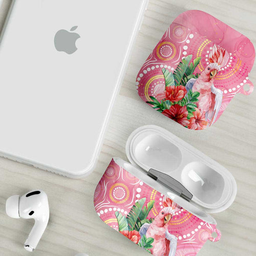 Breast Cancer Pink Cockatoo AirPods Case Indigenous Australia Watercolor Glaze - Aussie Hoodie