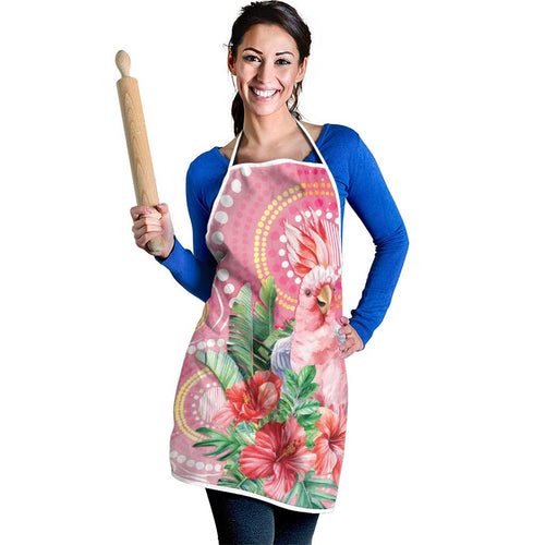 Breast Cancer Pink Cockatoo Apron Indigenous Australia Watercolor Glaze - Aussie Hoodie