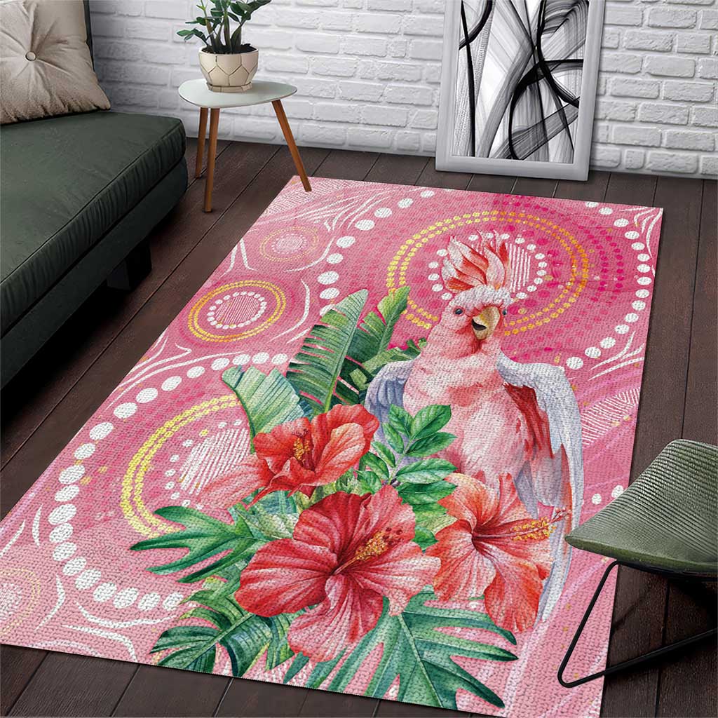 Breast Cancer Pink Cockatoo Area Rug Indigenous Australia Watercolor Glaze - Aussie Hoodie