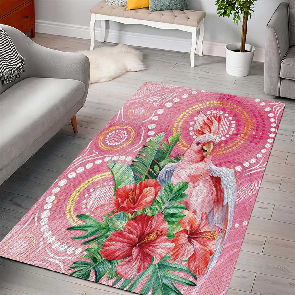 Breast Cancer Pink Cockatoo Area Rug Indigenous Australia Watercolor Glaze - Aussie Hoodie