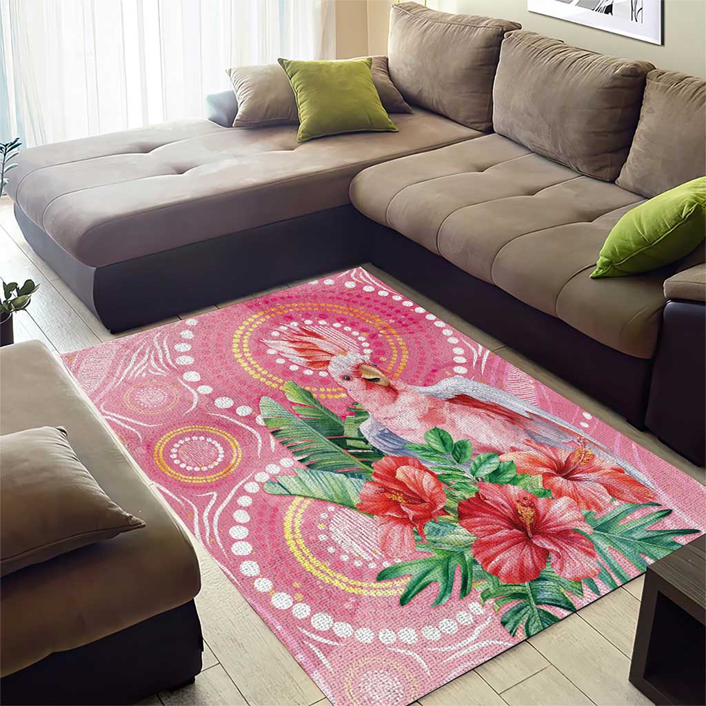 Breast Cancer Pink Cockatoo Area Rug Indigenous Australia Watercolor Glaze - Aussie Hoodie