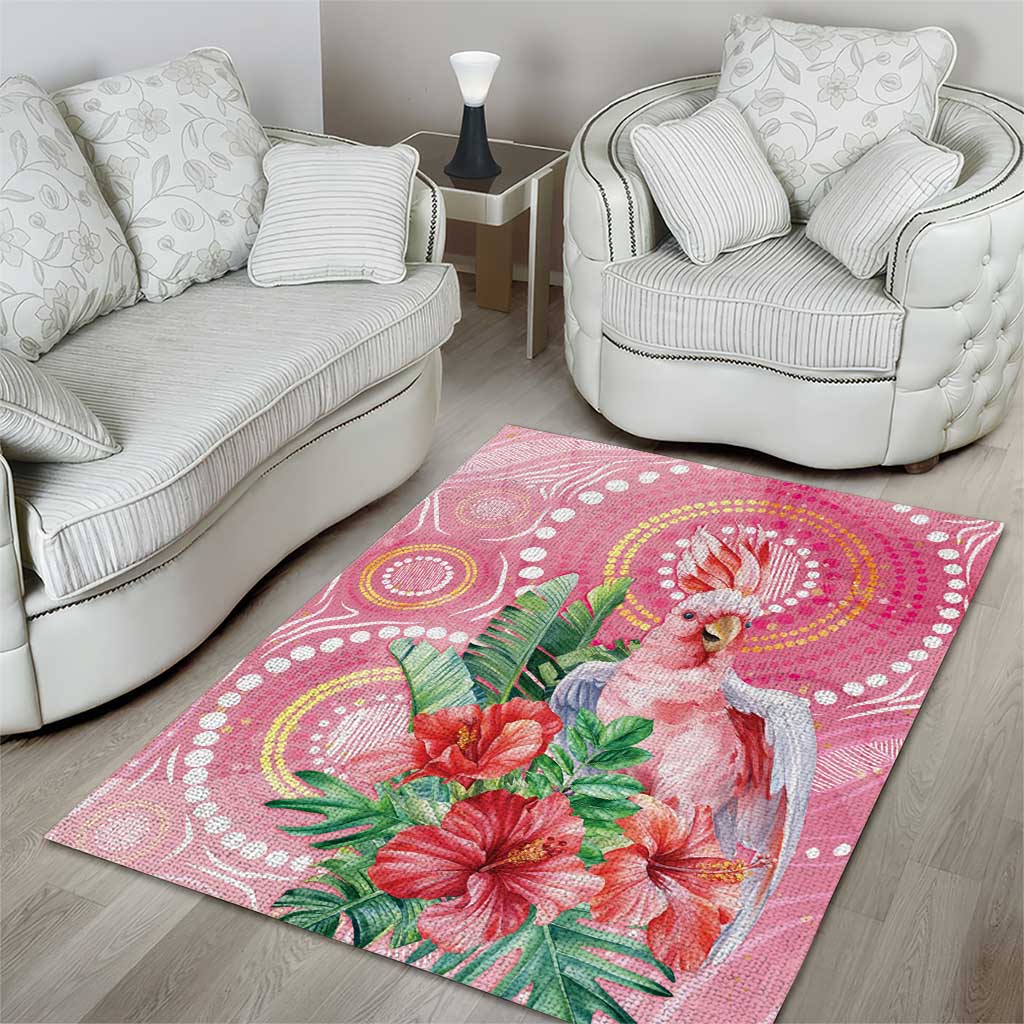 Breast Cancer Pink Cockatoo Area Rug Indigenous Australia Watercolor Glaze - Aussie Hoodie