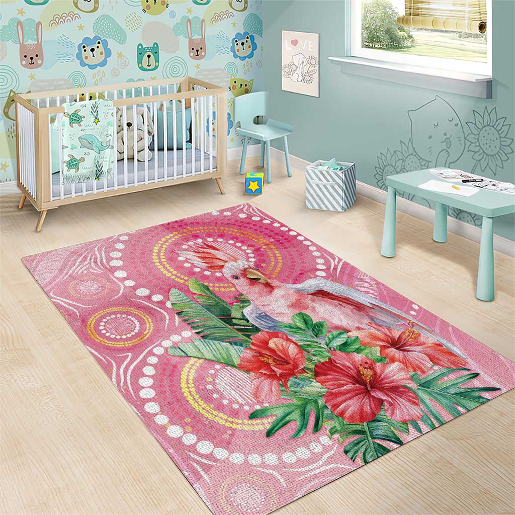 Breast Cancer Pink Cockatoo Area Rug Indigenous Australia Watercolor Glaze - Aussie Hoodie