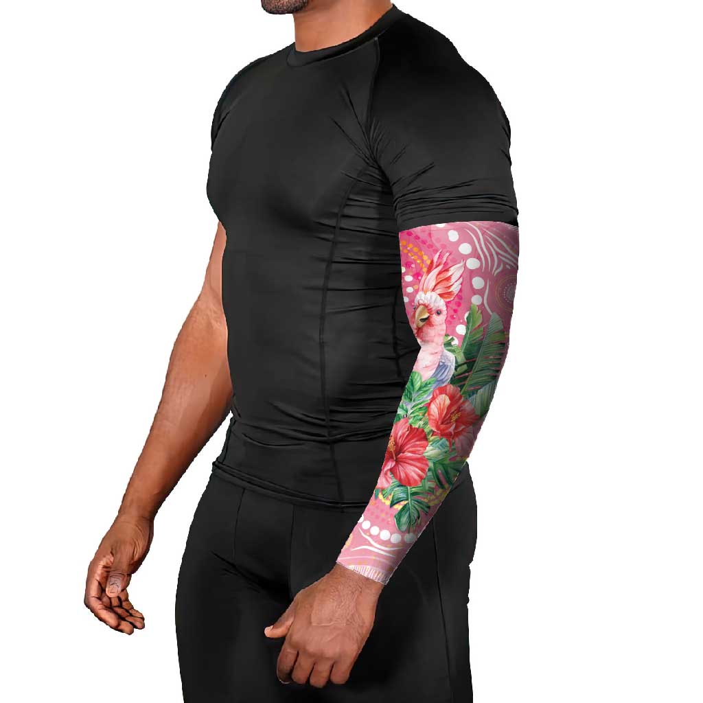 Breast Cancer Pink Cockatoo Arm Sleeves Indigenous Australia Watercolor Glaze - Aussie Hoodie