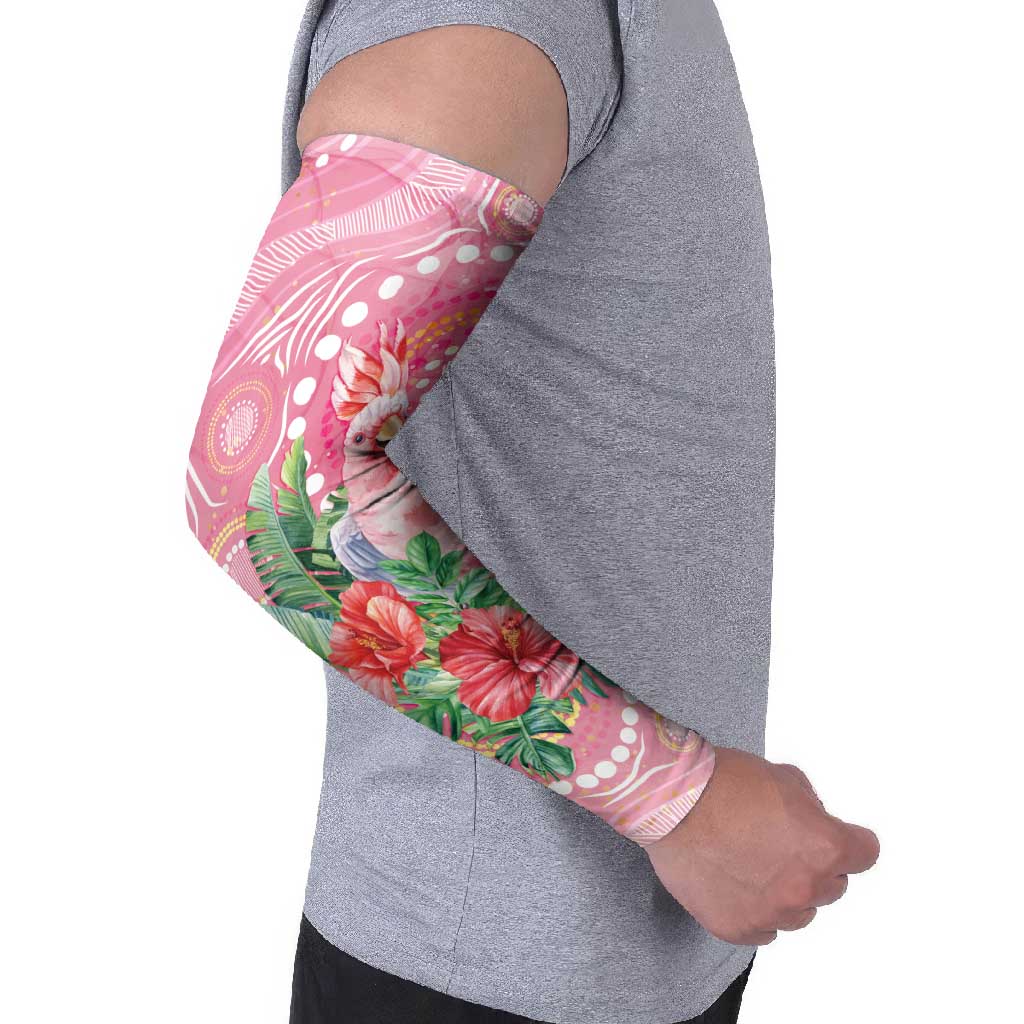 Breast Cancer Pink Cockatoo Arm Sleeves Indigenous Australia Watercolor Glaze - Aussie Hoodie