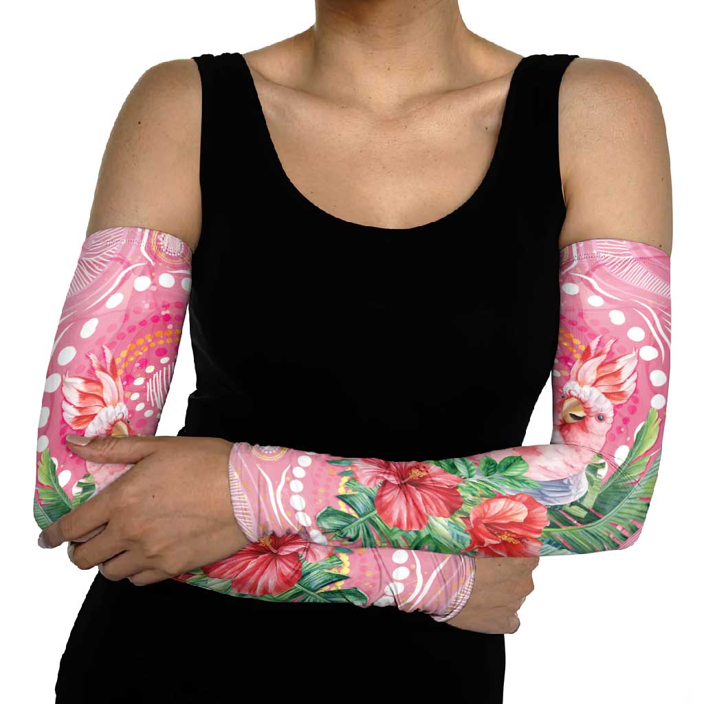 Breast Cancer Pink Cockatoo Arm Sleeves Indigenous Australia Watercolor Glaze - Aussie Hoodie