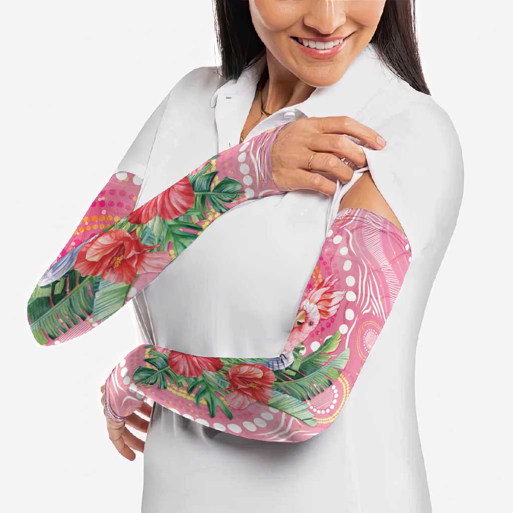 Breast Cancer Pink Cockatoo Arm Sleeves Indigenous Australia Watercolor Glaze - Aussie Hoodie