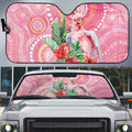 Breast Cancer Pink Cockatoo Auto Sun Shade Indigenous Australia Watercolor Glaze - Aussie Hoodie