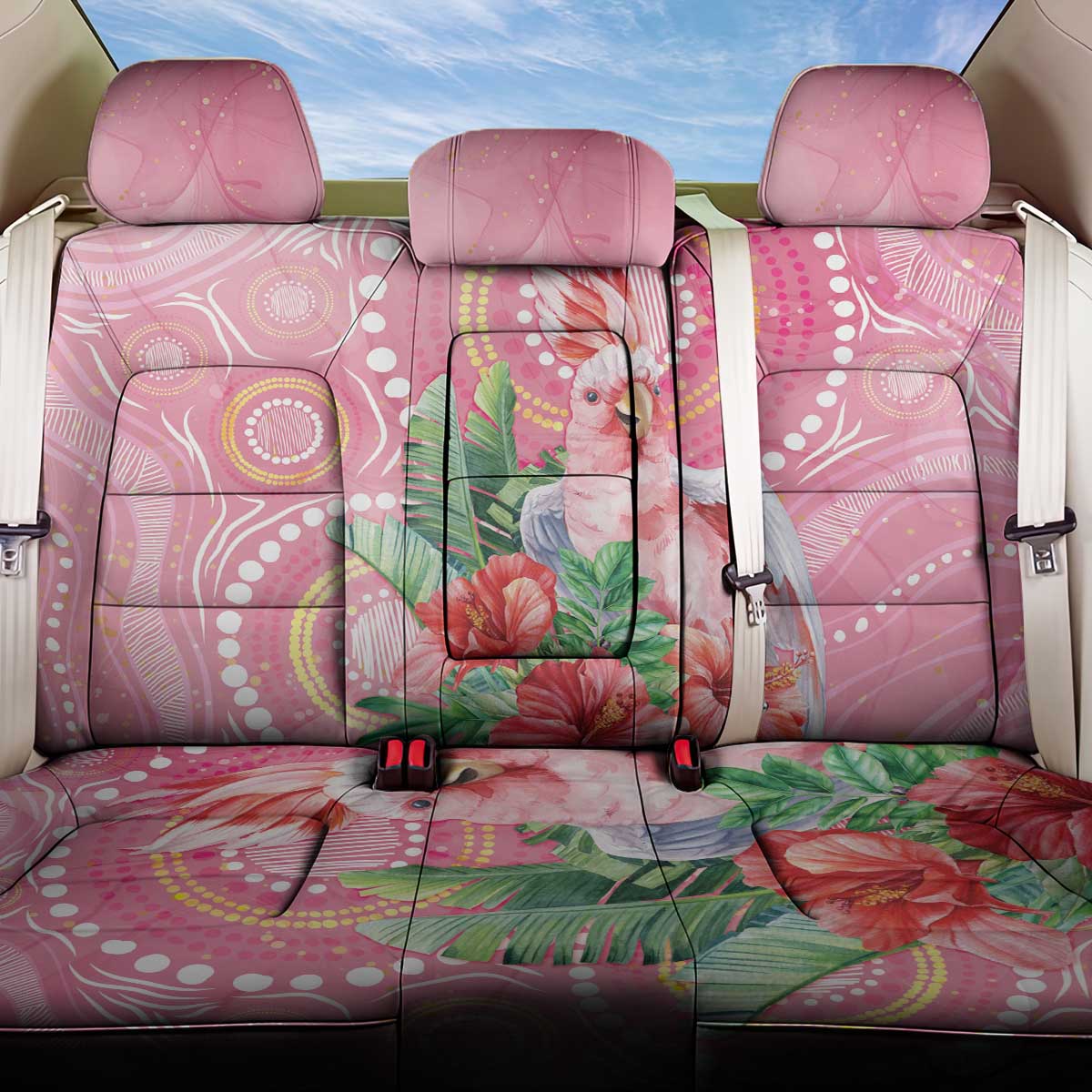 Breast Cancer Pink Cockatoo Back Car Seat Cover Indigenous Australia Watercolor Glaze - Aussie Hoodie